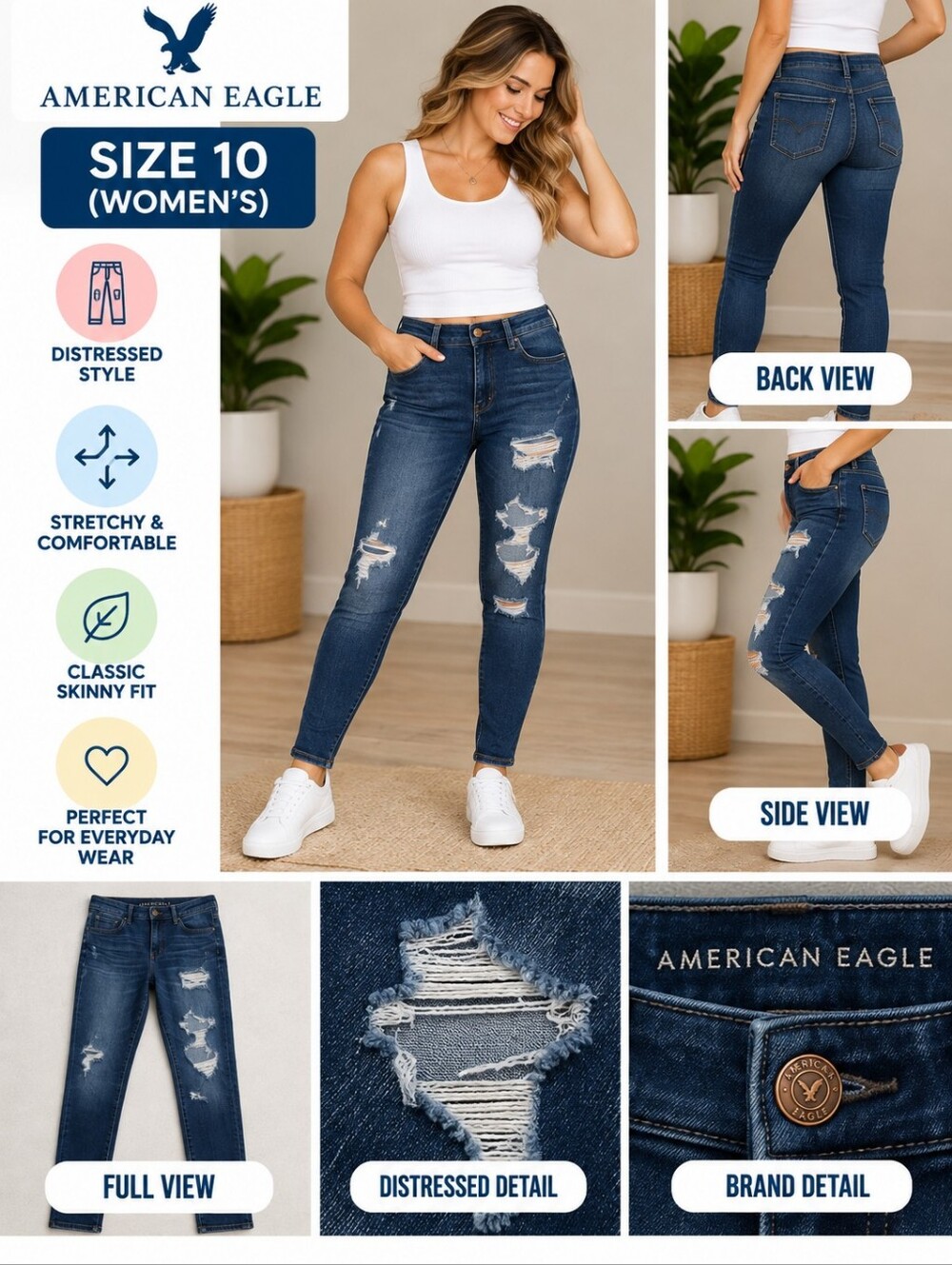 American eagle Women's size 10 distressed skinny jeans #25